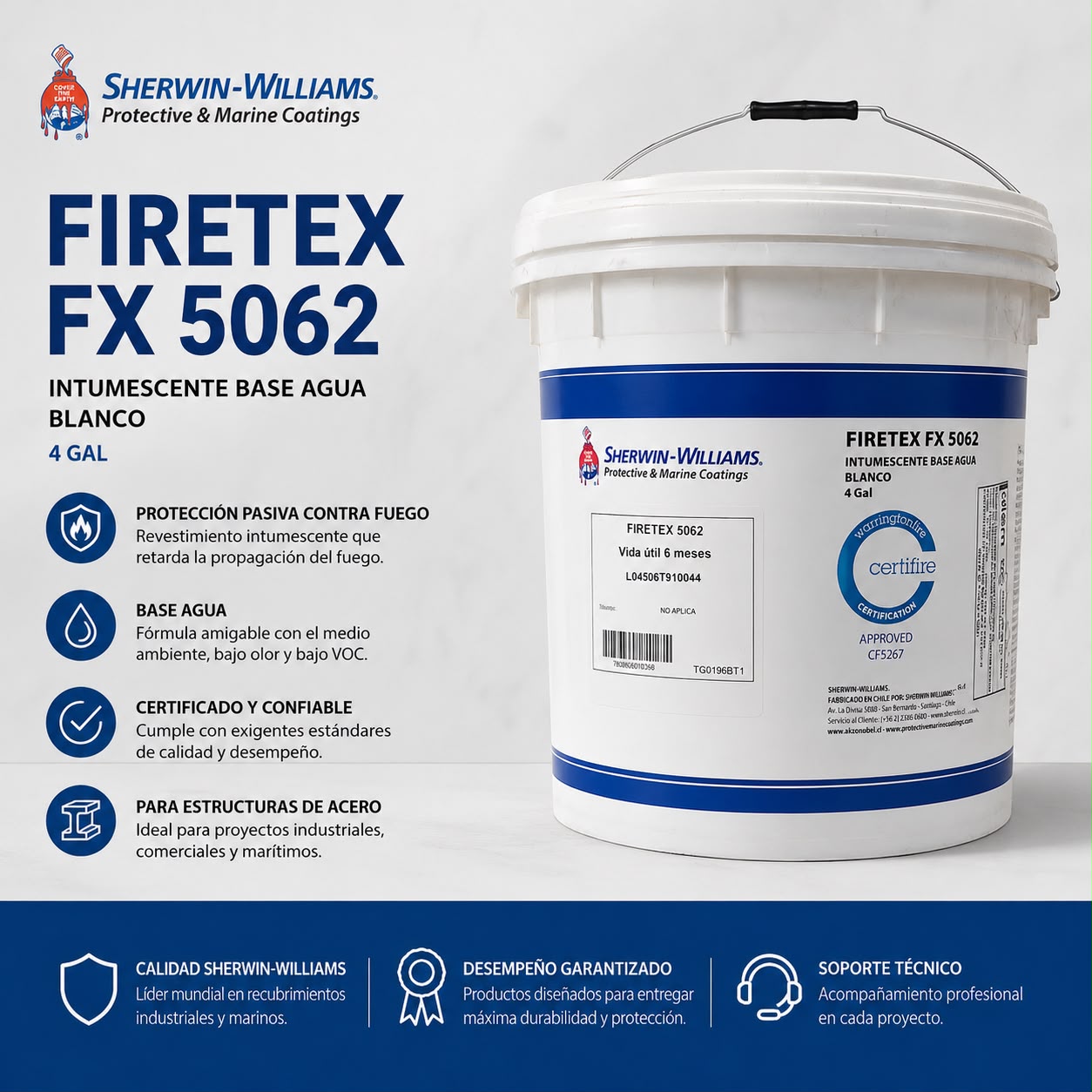 Pintura Intumescente Firetex FX5062 - Tineta 4GL | Sherwin Williams